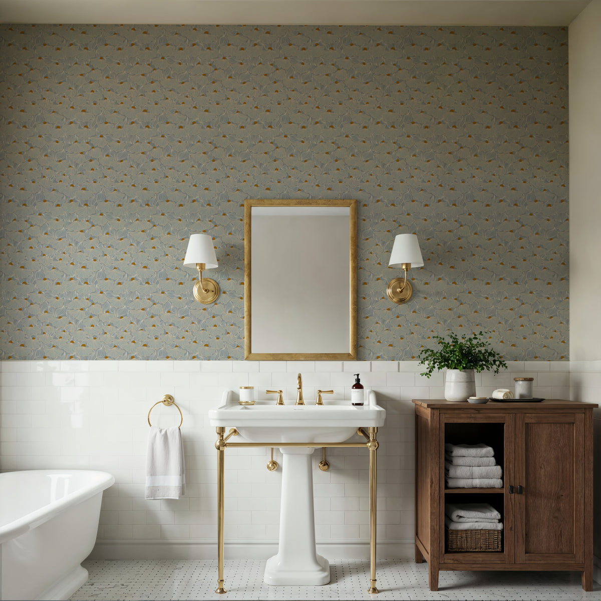 Natural Flow Meadow, Misty Mural Wallpaper - room preview 05
