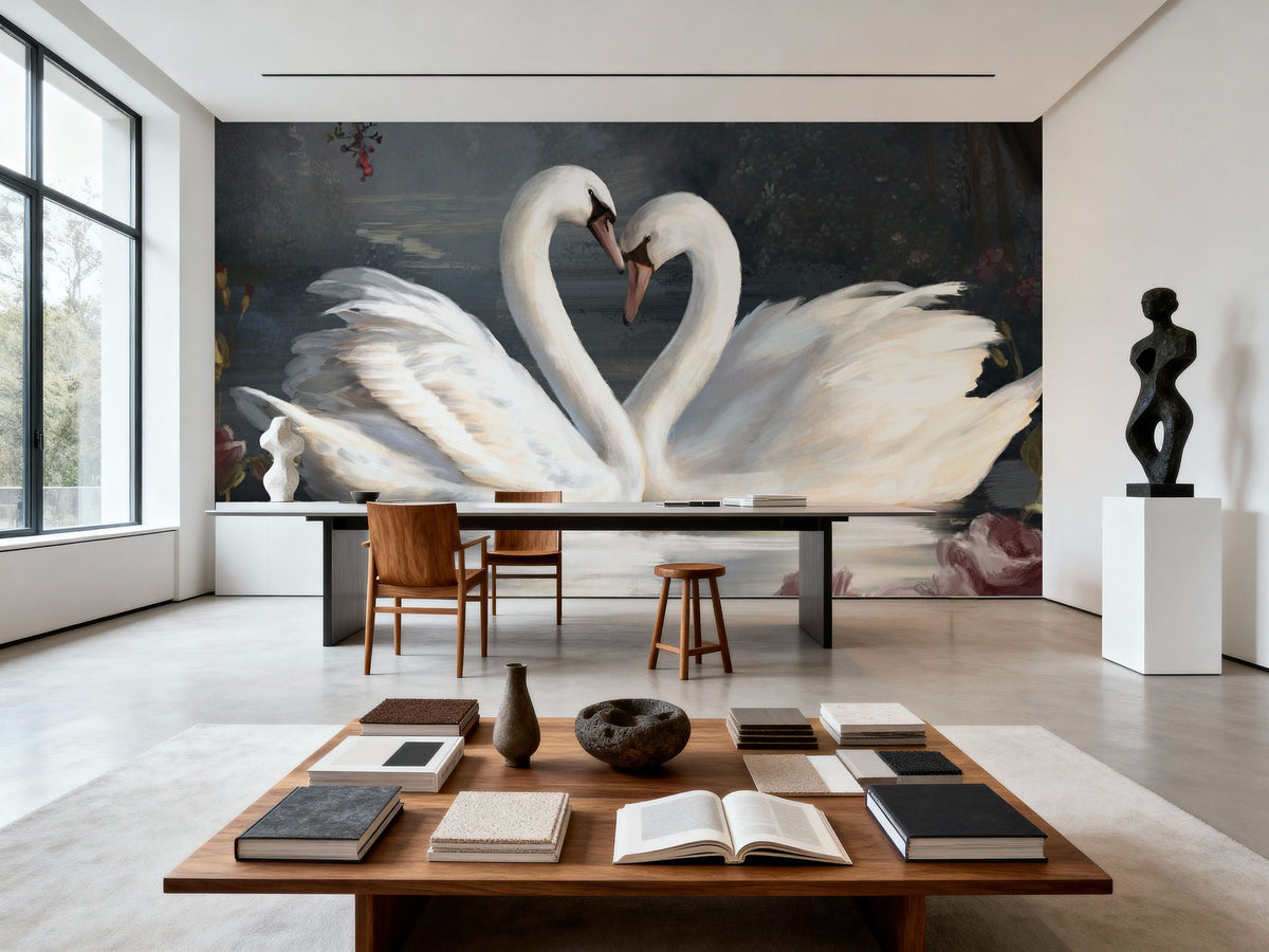 Swan Lake Mural Wallpaper - Neutral Tone - room preview 05
