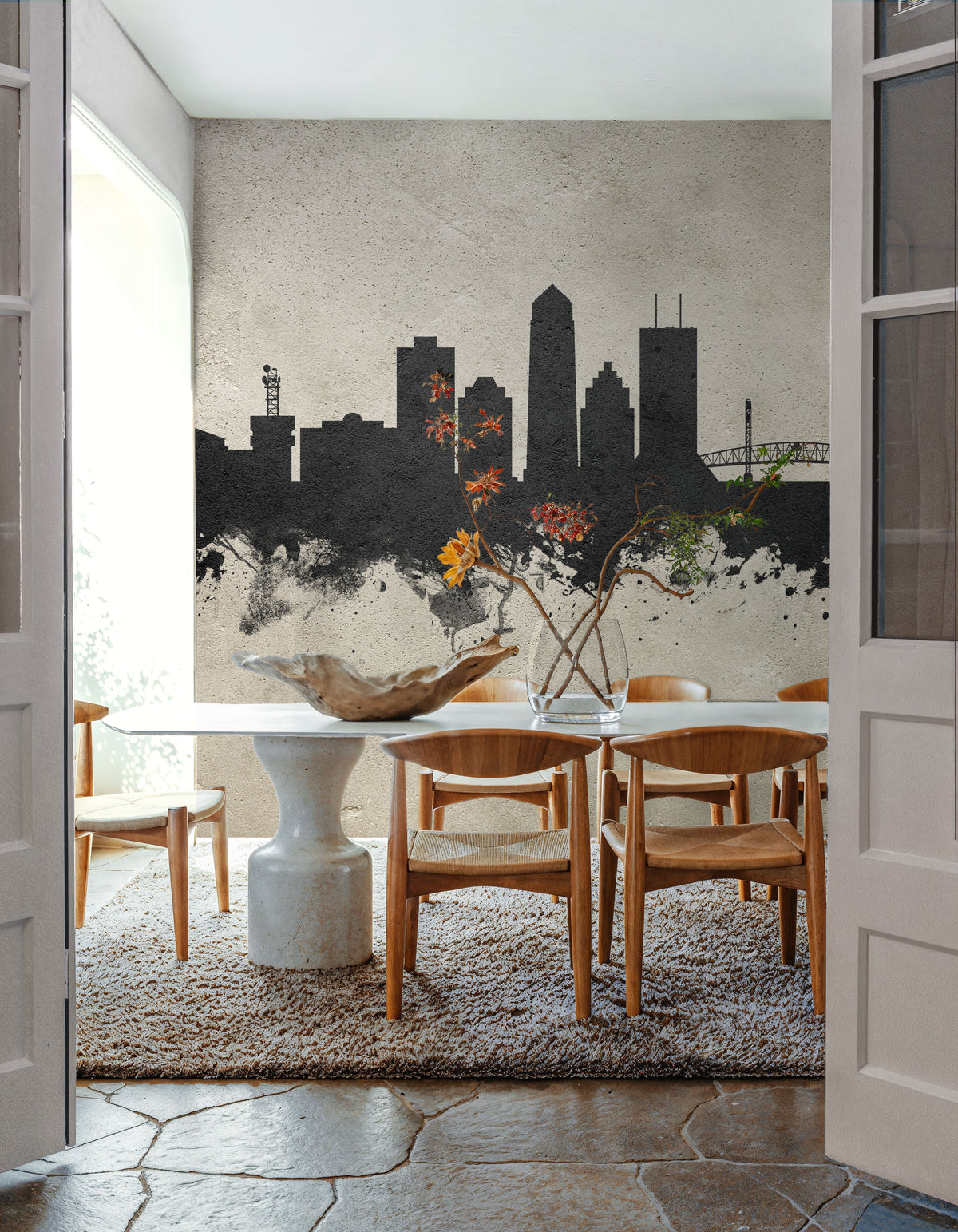 Jacksonville Florida Skyline Concrete Mural Wallpaper - room preview 05
