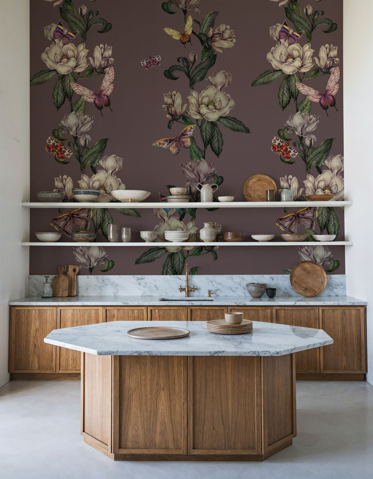 Magnolia Nectar, Dusty Rose Mural Wallpaper - room preview 05