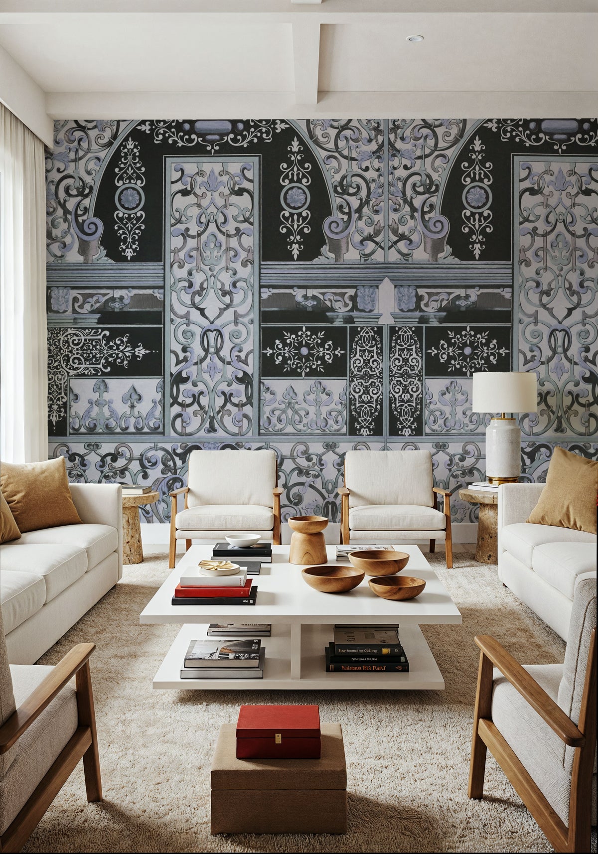 German Renaissance, Periwinkle Mural Wallpaper - room preview 05