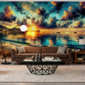 Stunning Coastal Sunset Scene Mural Wallpaper - room preview 05