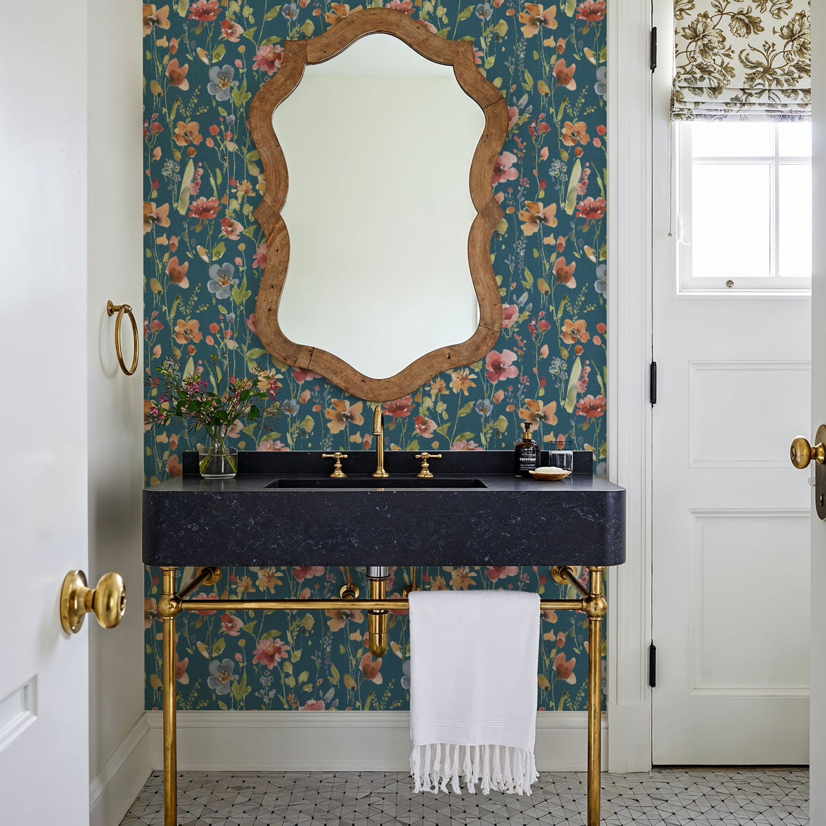 Time to Share Flowers Blue Mural Wallpaper - room preview 05