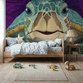 Hello Turtle, Purple Mural Wallpaper - room preview 05