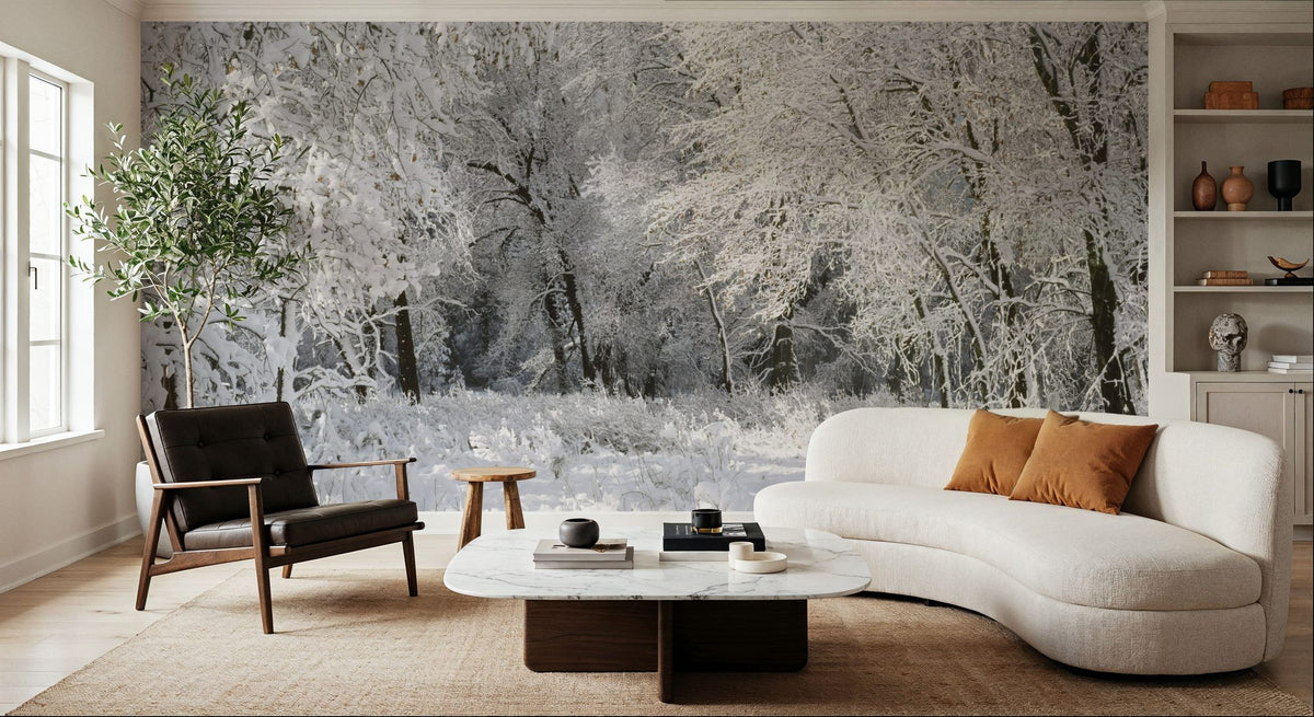 Frost-Laden Forest Mural Wallpaper - room preview 05
