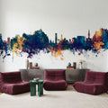 Jersey Channel Islands Skyline Blue & Bronze Mural Wallpaper - room preview 05