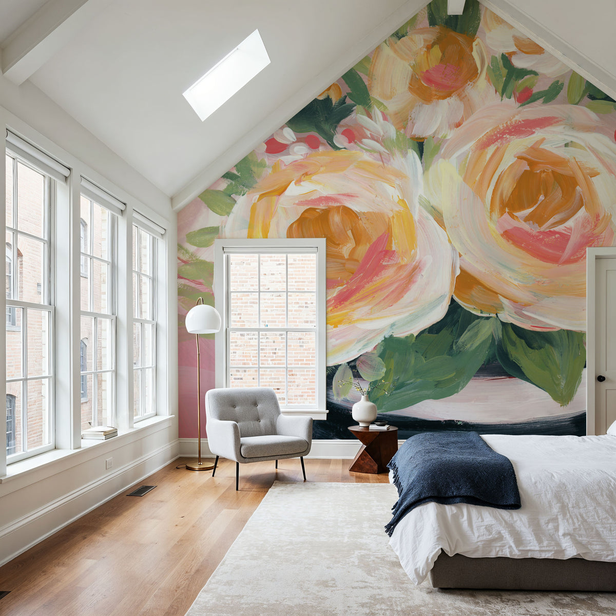 Spring Blooms in Striped Vase II Mural Wallpaper - room preview 05