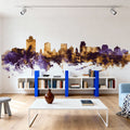Salt Lake City Utah Skyline Purple & Gold Mural Wallpaper - room preview 05