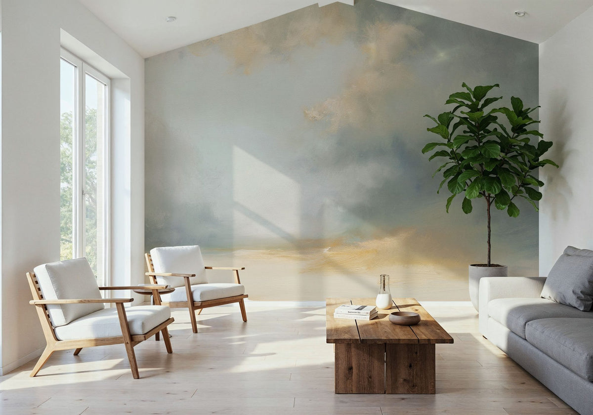 Shimmering Sea Gray Mural Wallpaper - room preview 05