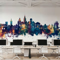 Trier Germany Skyline Blue & Bronze Mural Wallpaper - room preview 05