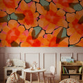 Orange Big Flowers Mural Wallpaper - room preview 05