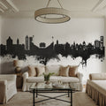 Lawrence Kansas Skyline Black & White Mural Wallpaper - room preview 05