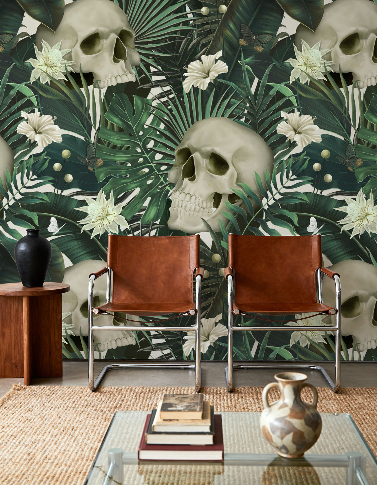 Peonies and Skulls Mural Wallpaper - room preview 05