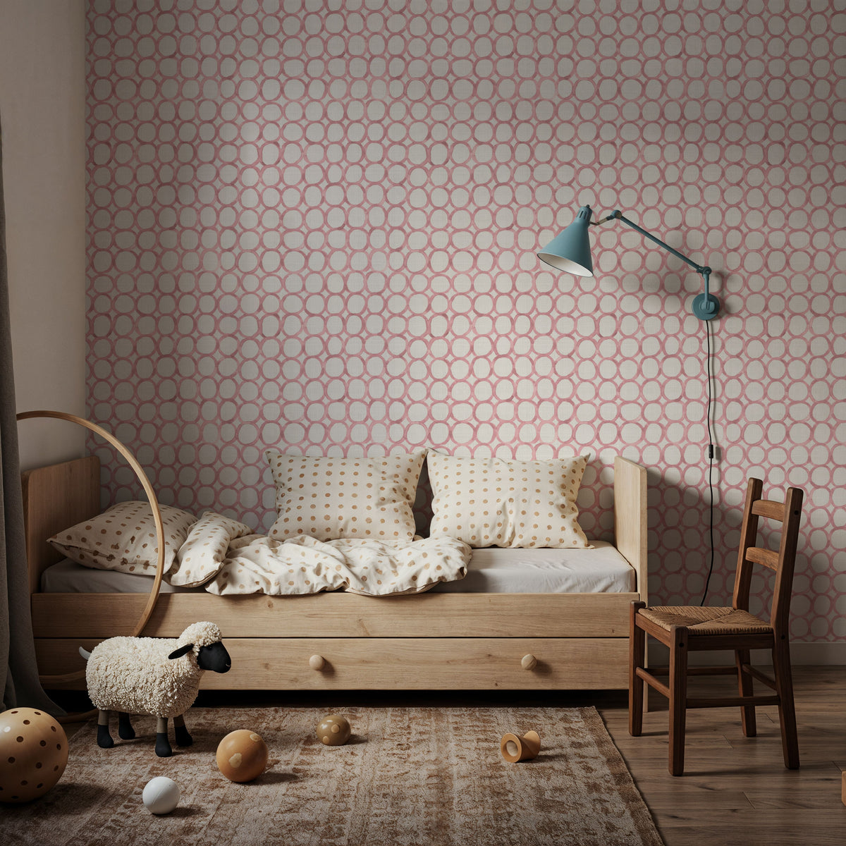 Mixed Red Circles Mural Wallpaper - room preview 05