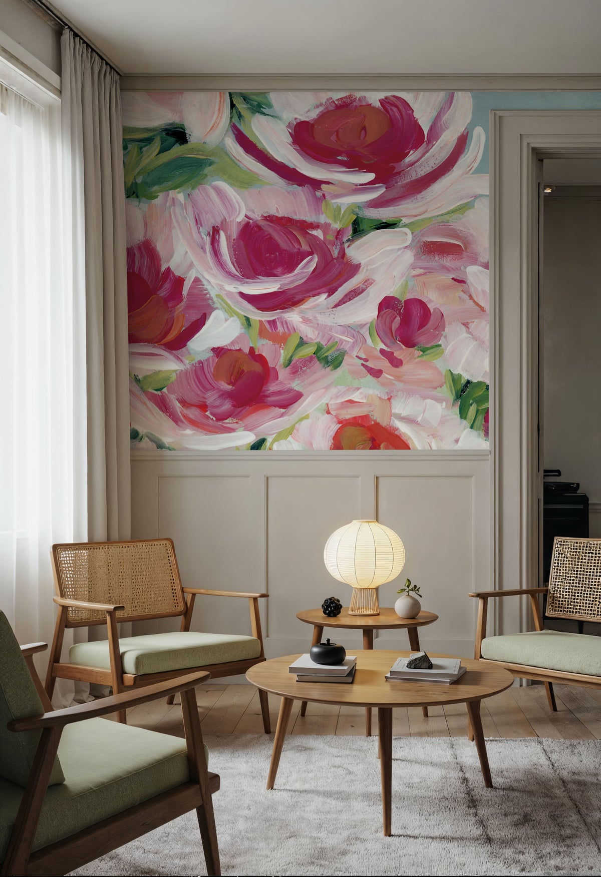 Peony Meadow Mural Wallpaper - room preview 05