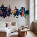 Galway Ireland Skyline Blue & Bronze Mural Wallpaper - room preview 05
