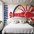 Kitschy Coastal Lobster Mural Wallpaper - room preview 05