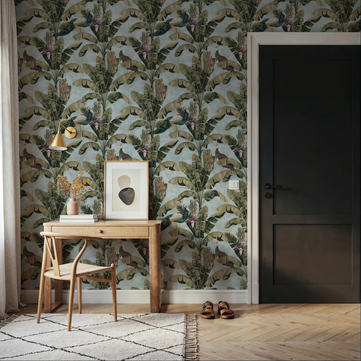 Banana Plant Blue Mural Wallpaper - room preview 05