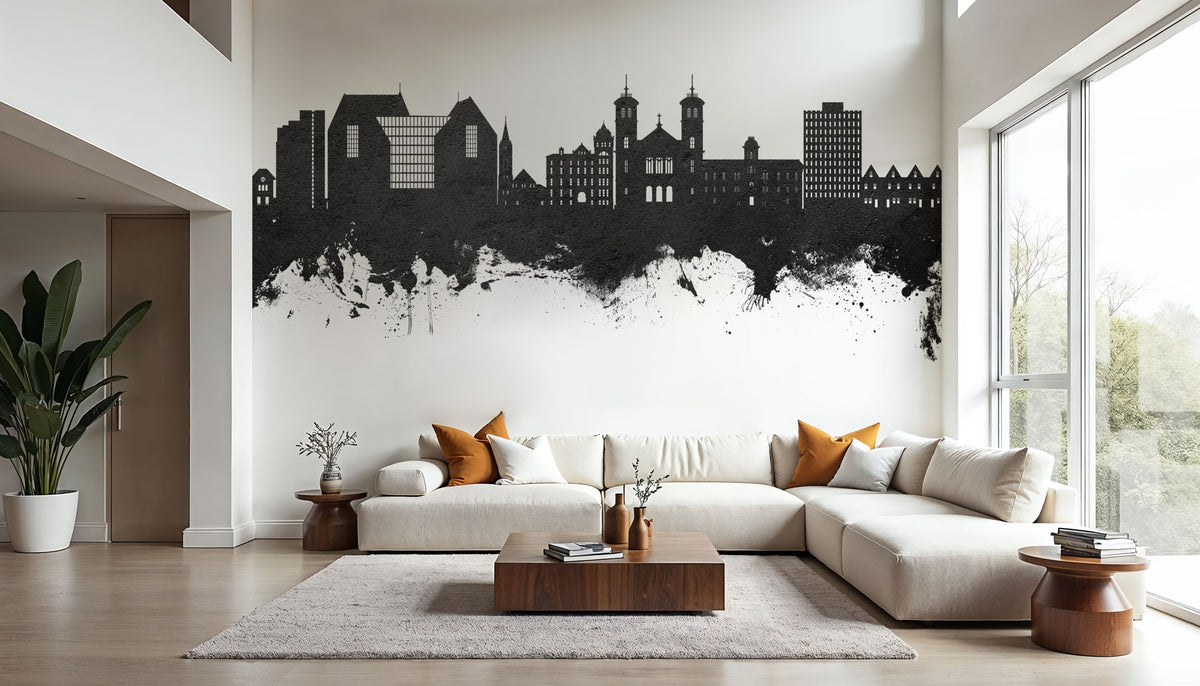 St John's Canada Skyline Black & White Mural Wallpaper - room preview 05