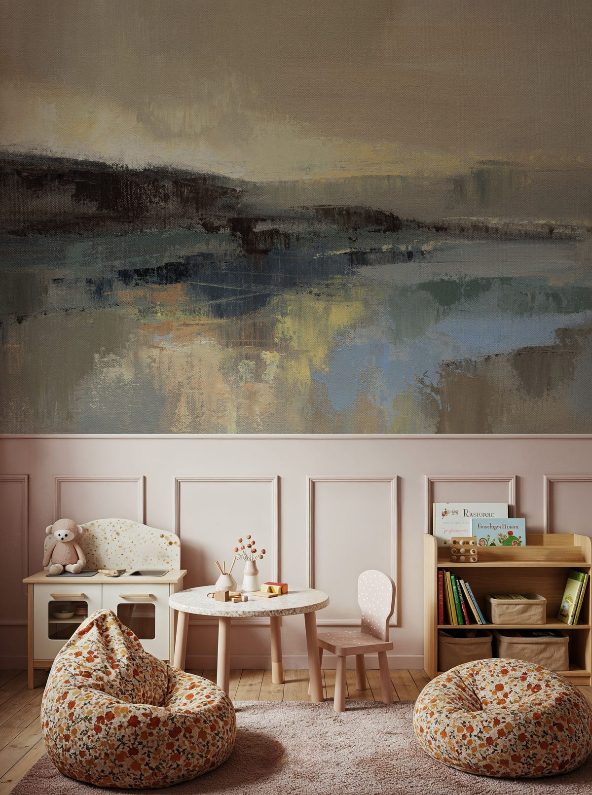 Winter Lake Mural Wallpaper - Neutral Tone - room preview 05