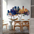 Minneapolis Minnesota Skyline Blue & Bronze Mural Wallpaper - room preview 05
