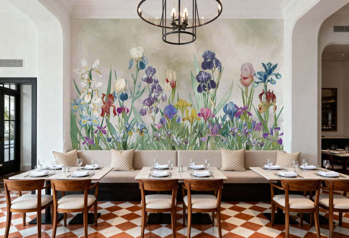 Iris Field Brown Mural Wallpaper - room preview 05