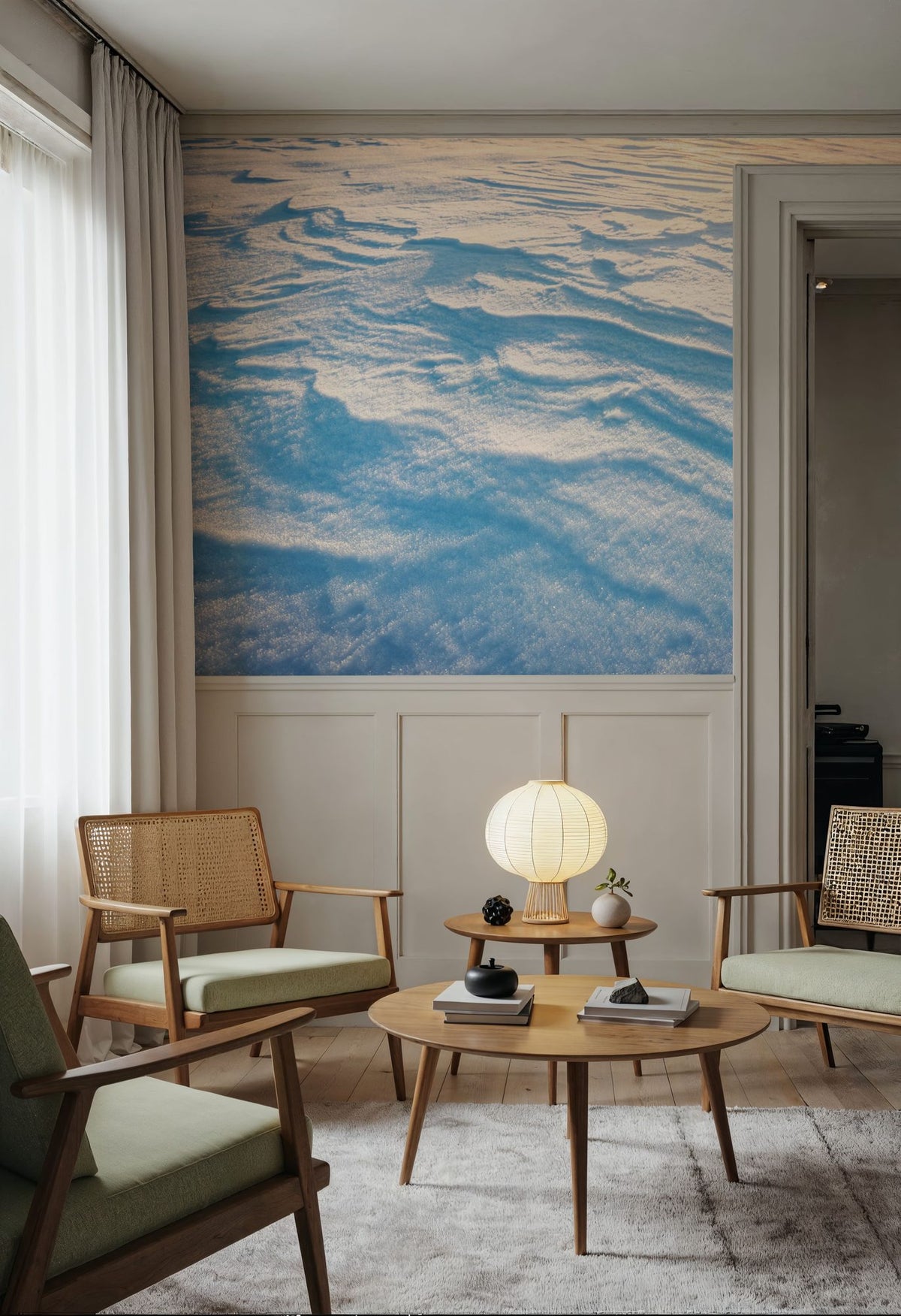 Sunlit Snow Drift Mural Wallpaper - room preview 05