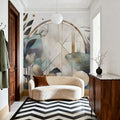 Art Deco Floral Geometry Yellow Mural Wallpaper - room preview 05