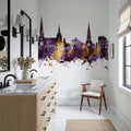 Lichfield England Skyline Purple & Gold Mural Wallpaper - room preview 05