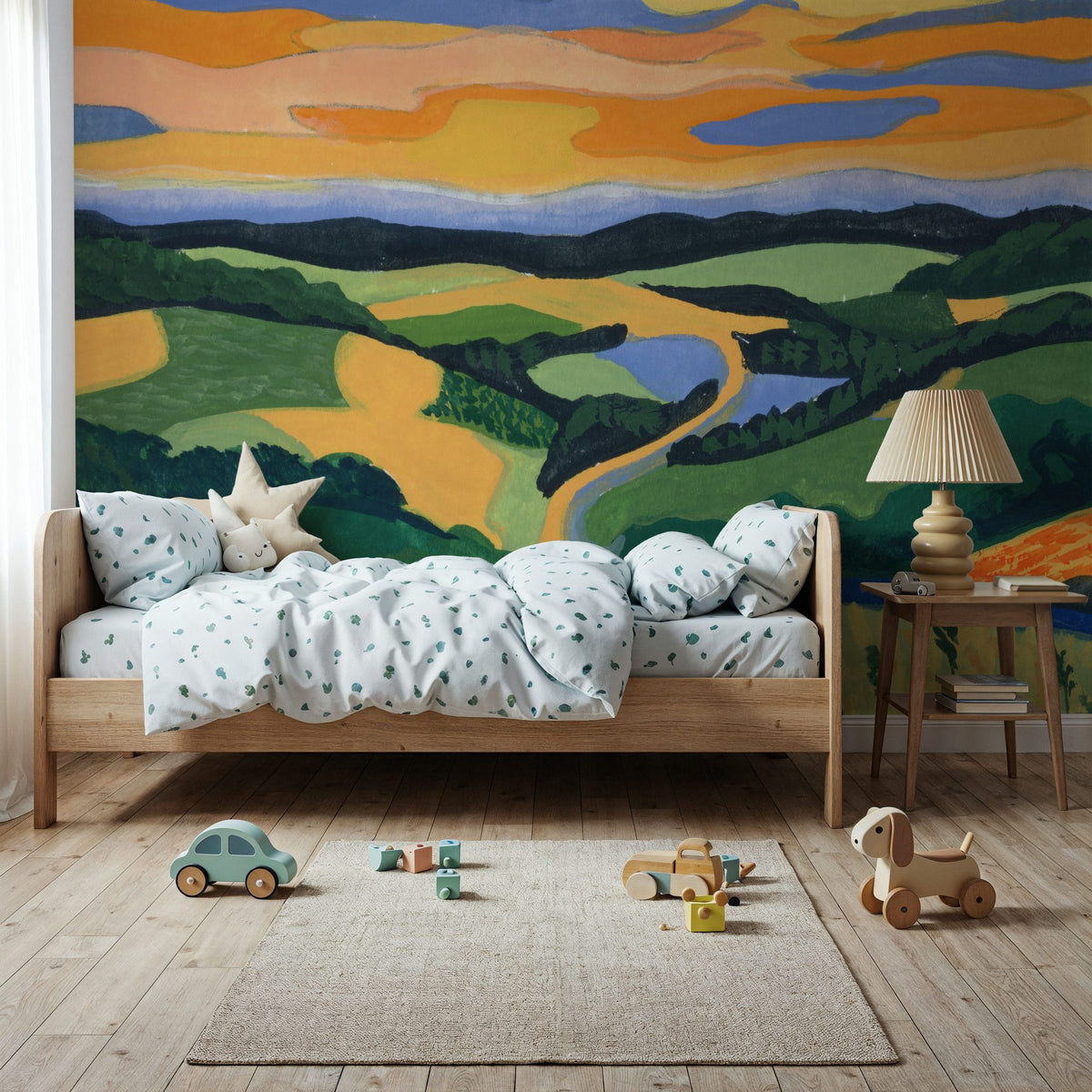 Sunset Over Rolling Hills Mural Wallpaper - room preview 05