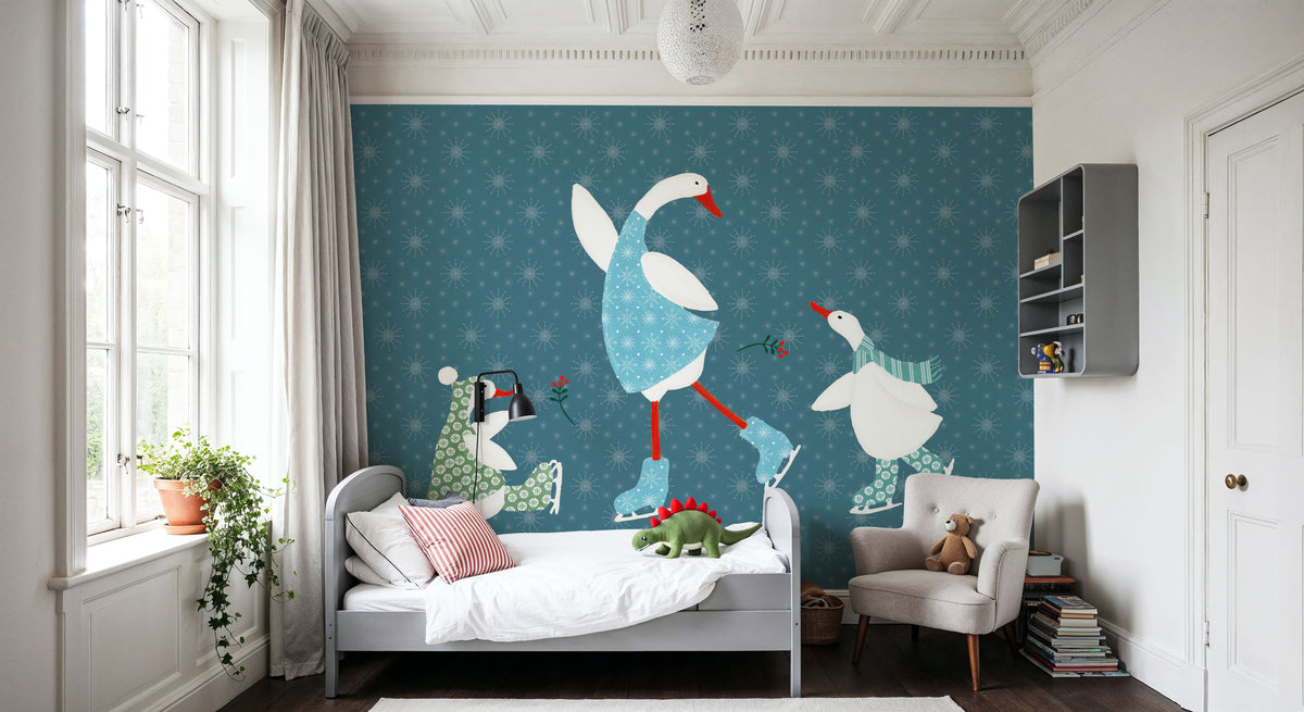 Ducks in the Snow VI Mural Wallpaper - room preview 05