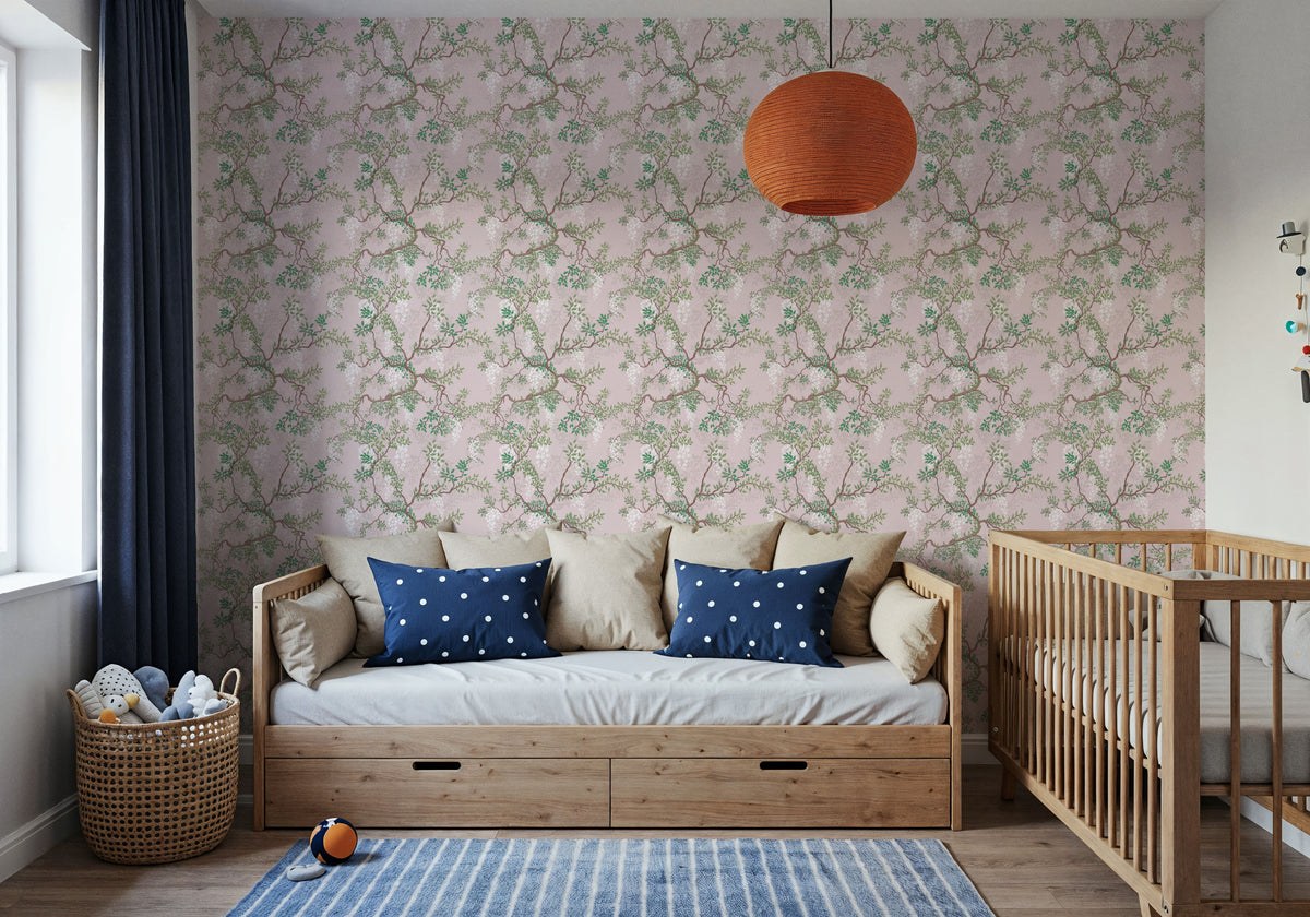 Climbing Wisteria, Rose Mural Wallpaper - room preview 05