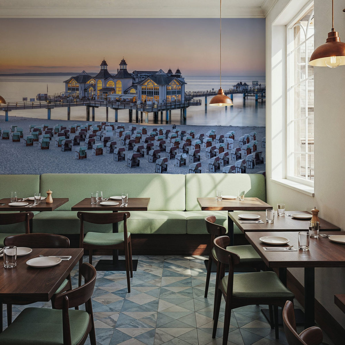 Sellin Pier Sunset Mural Wallpaper - room preview 05