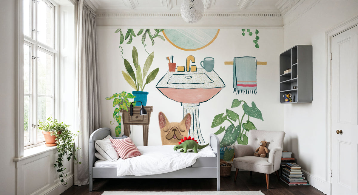 Urban Jungle Bath III Pet Mural Wallpaper - room preview 05