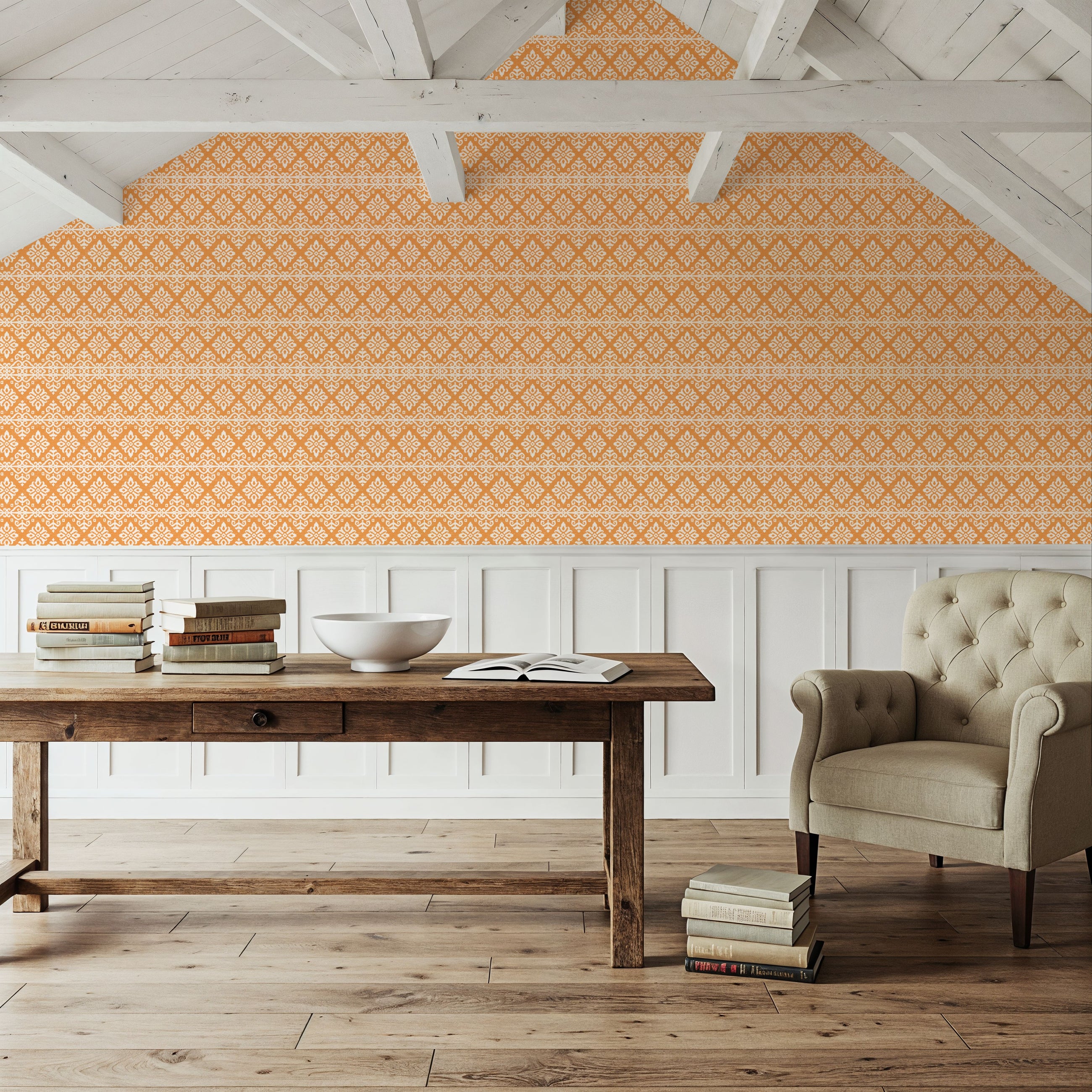 Amadora Squares Orange Mural Wallpaper
