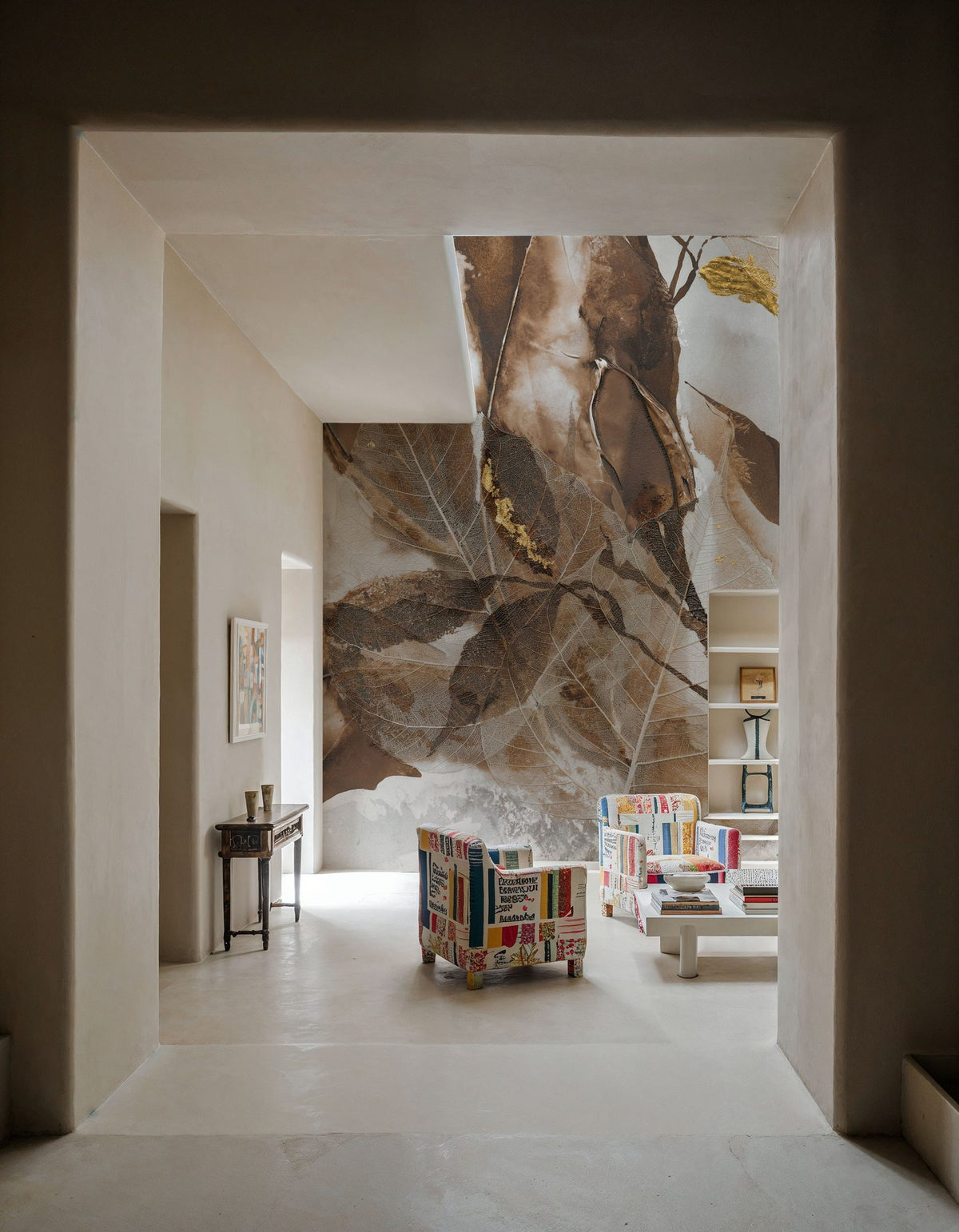 Gilded Leaf Collage II Mural Wallpaper - Warm Tone - room preview 05