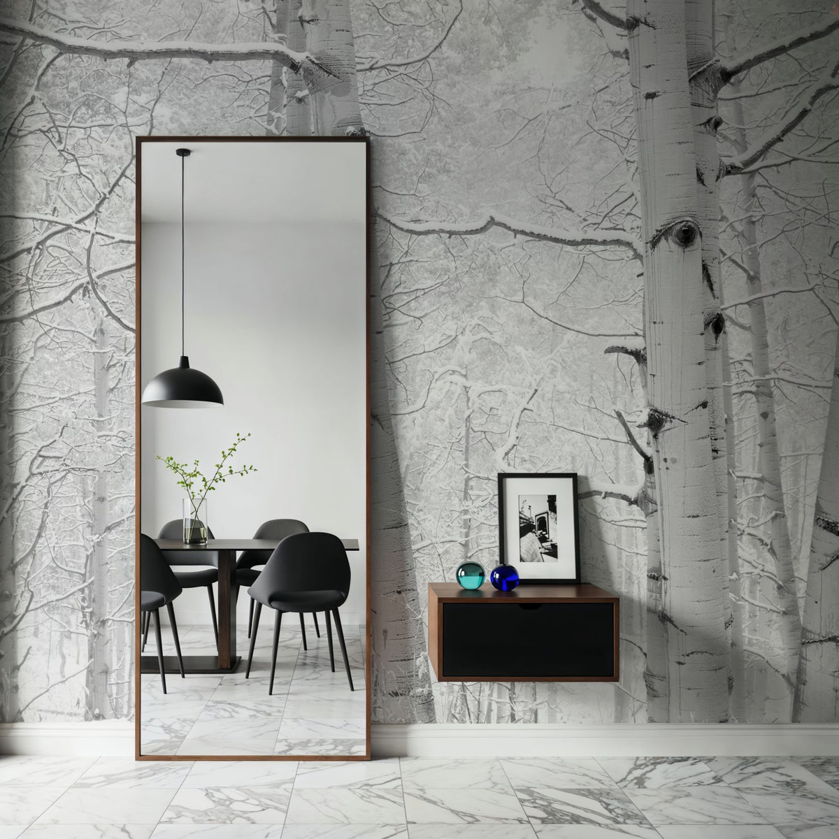 Winter Birch Serenity Mural Wallpaper - room preview 05