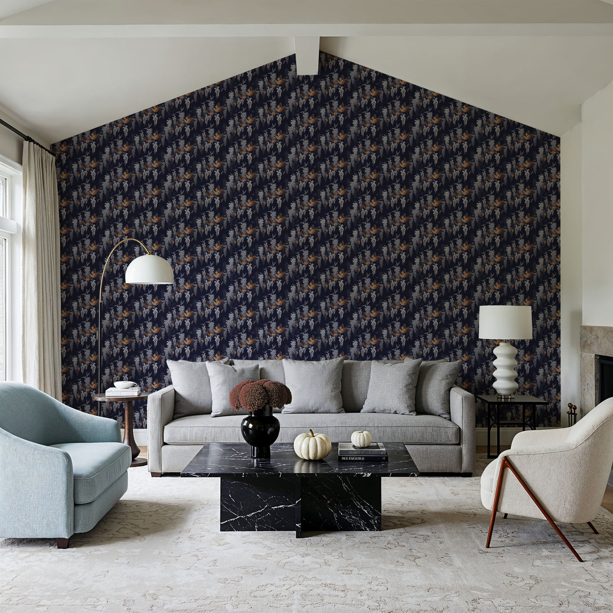Elegant Birds Pattern Mural Wallpaper - room preview 05