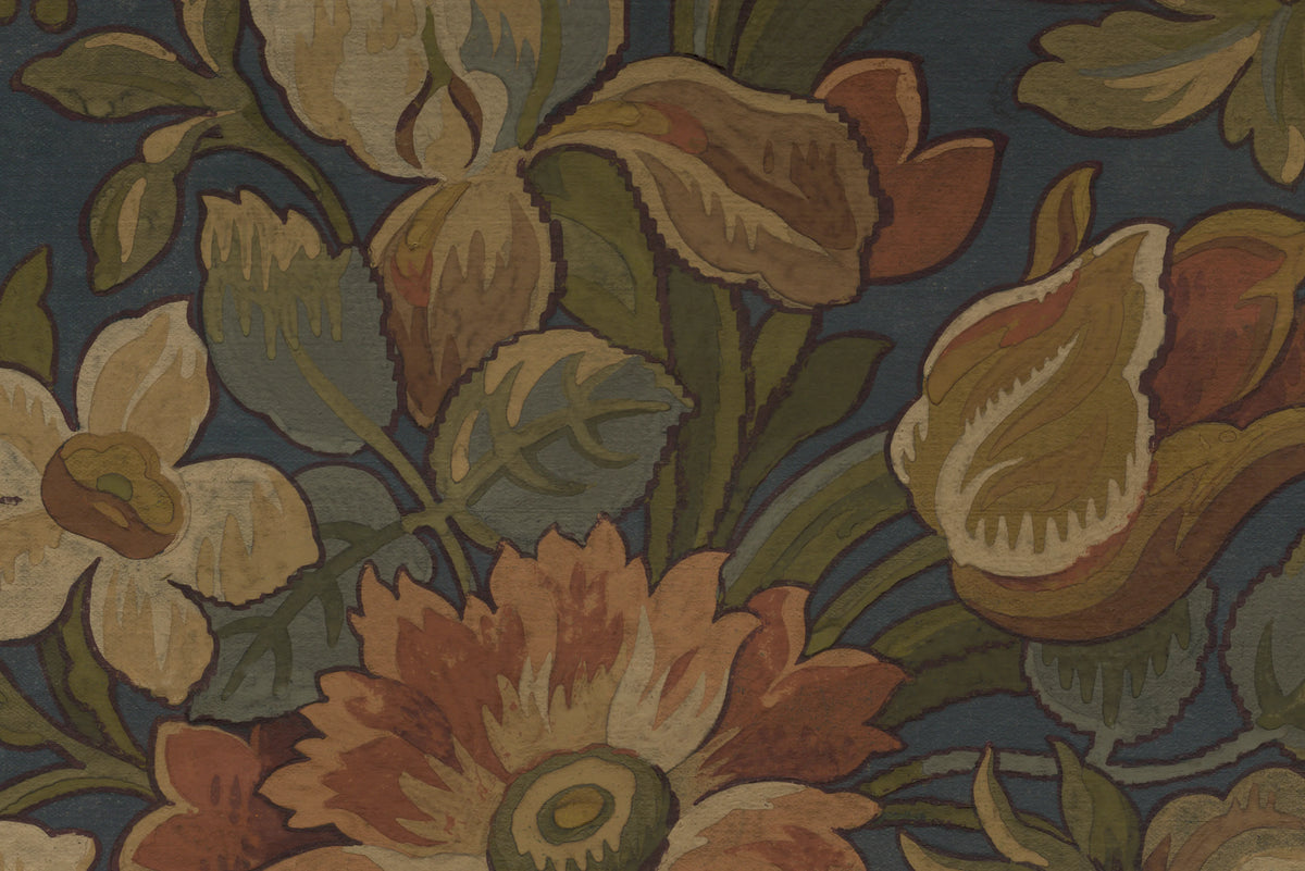 Vintage Garden, Blue Mural Wallpaper - room preview 05