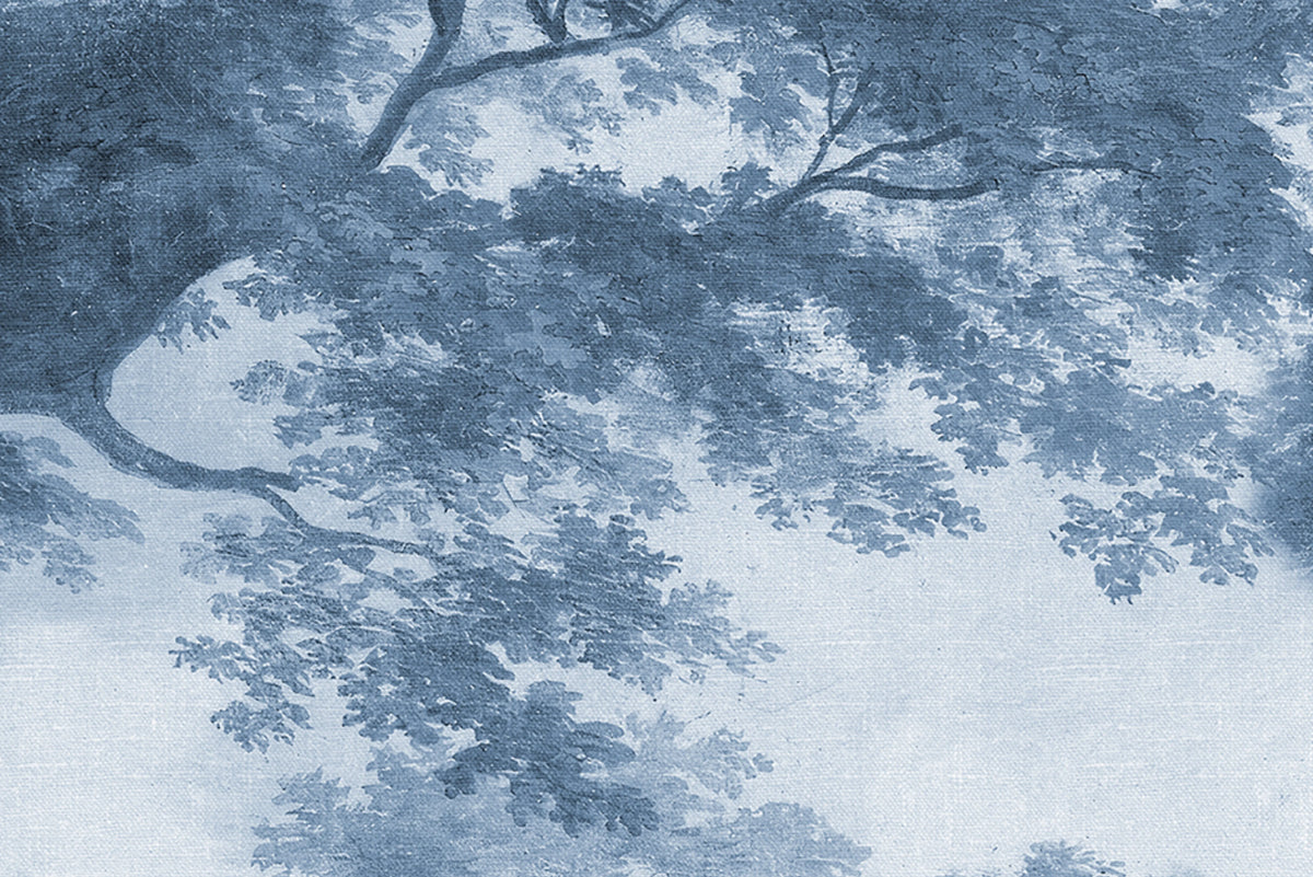 The Green Forest, Vintage Blue Mural Wallpaper - room preview 05