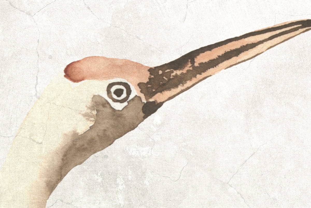 Where Cranes Dream, Beige Mural Wallpaper - room preview 05