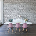 Brick Wall, White Mural Wallpaper - room preview 05