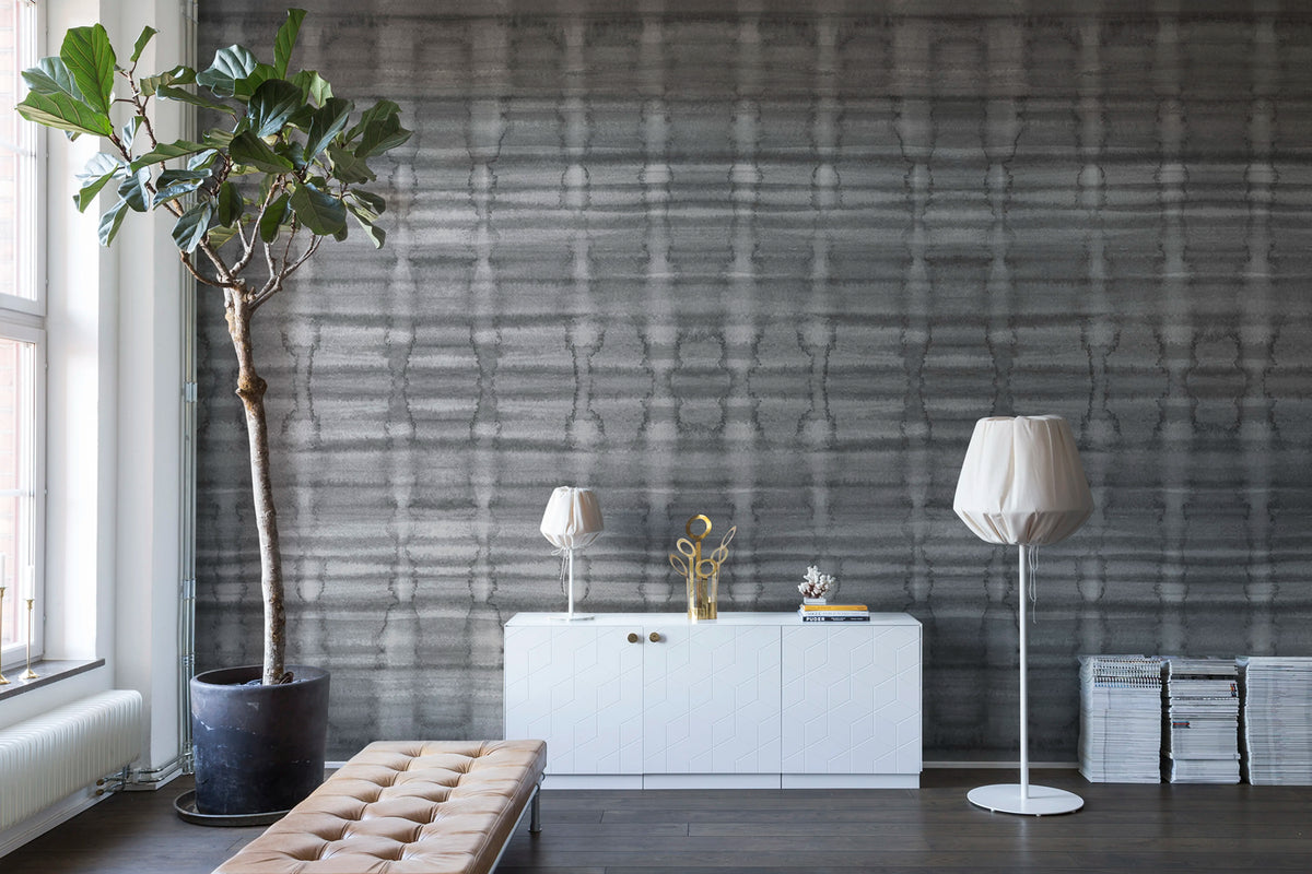Watery Wall, Gray Mural Wallpaper - room preview 05