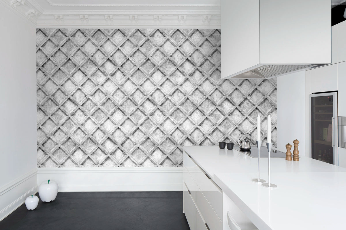 Concrete Trellis, Gray Mural Wallpaper - room preview 05