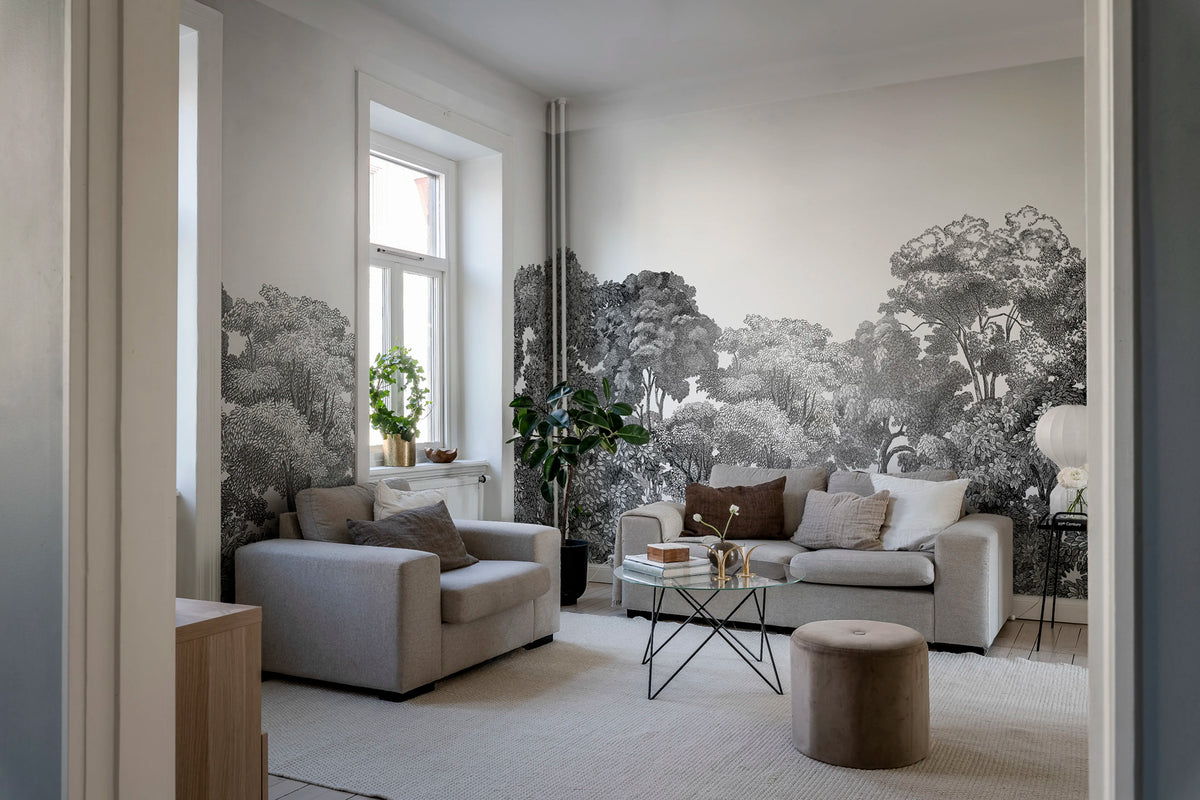 Bellewood, Black Toile Mural Wallpaper - room preview 05