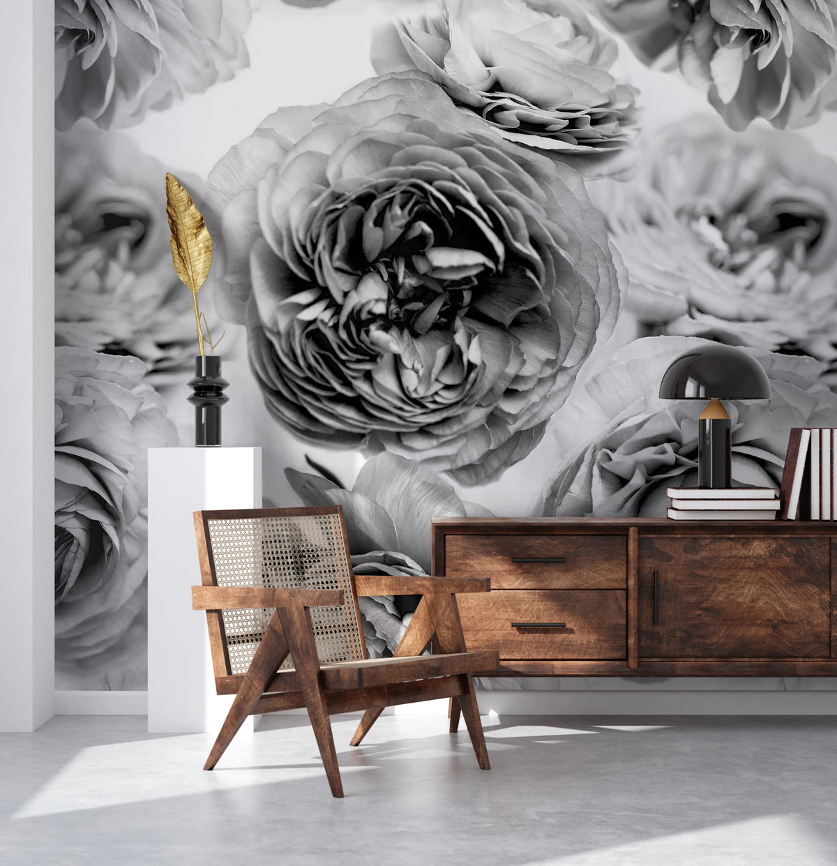 Summer Wind, Black and White Mural Wallpaper - room preview 05