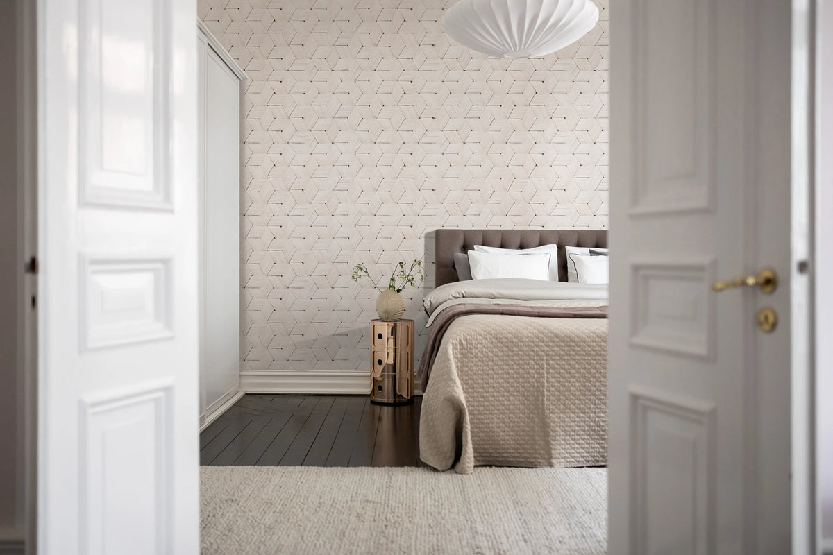 Birch Bark Braids, White Mural Wallpaper - room preview 05