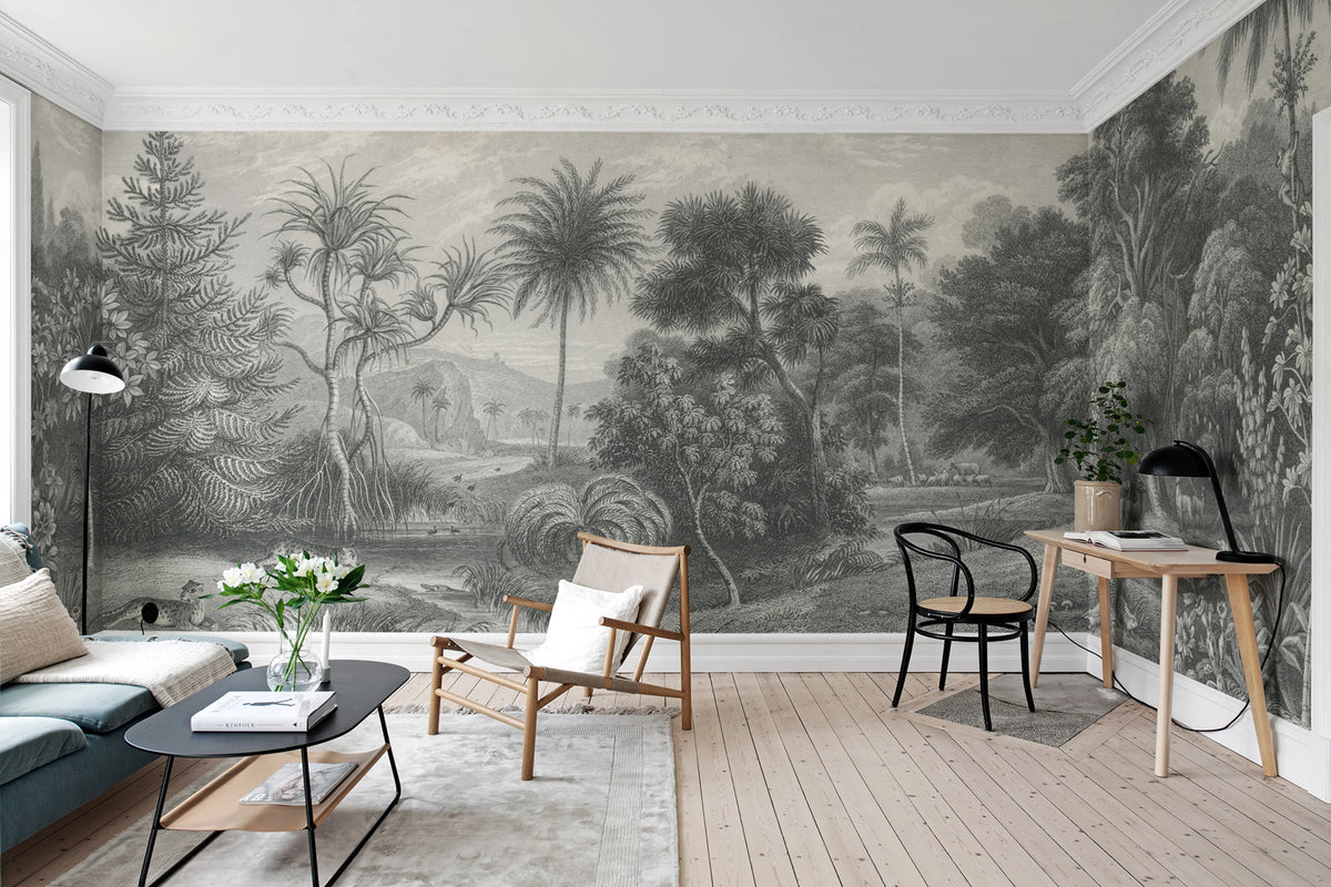Jungle Land, Vintage Mural Wallpaper - room preview 05