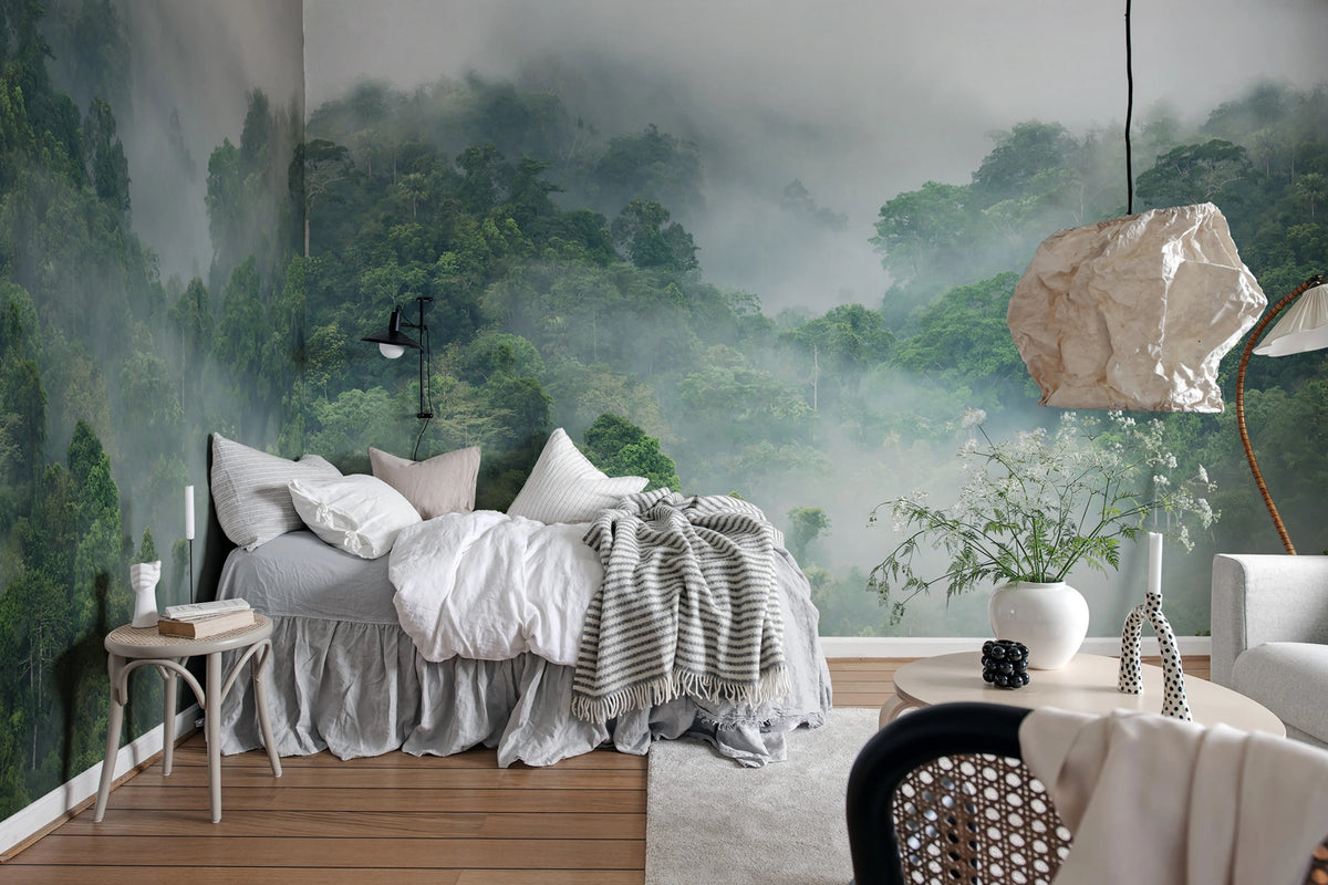 Misty Forest Mural Wallpaper - room preview 05