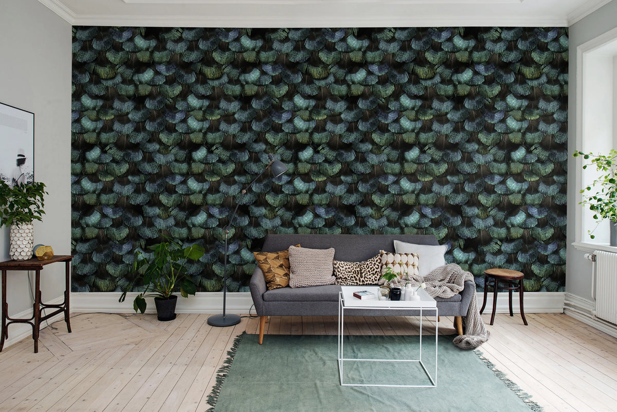 Peacock Plumage Mural Wallpaper - room preview 05